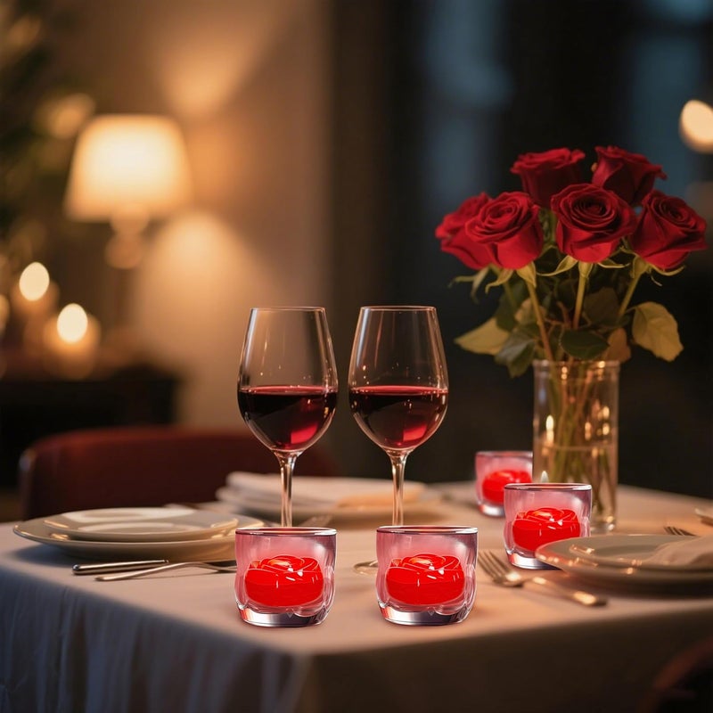 Aignis 12pcs Flameless LED Floating Candles, Red Rose Plastic Tealights Battery Operated, 120+ Hours Glow Time, Cozy Light for Romantic Pool/Bathtub/Hot Bath/Wedding Centerpiece Decor(D2.83 * H1.42) - Image 2